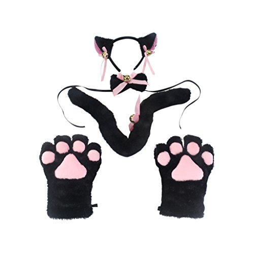 Green House Ensemble De Costume Cosplay Serre Tete Oreille De Chat En Faux Fourrure De Renard Pince A Cheveux Queue Pour Costume Halloween Noel Cosplay Deguisement Deguise Moi