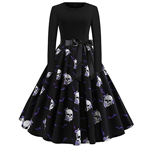 Acheter Deguisement Halloween Femme Rovinci Femmes Robes Halloween Citrouille Imprimé Patchwork Bandage Noeud Papillon Vintage Manches Longues A - Ligne Ceinture Vêtements Robe de Cocktail chez AMAZON.FR