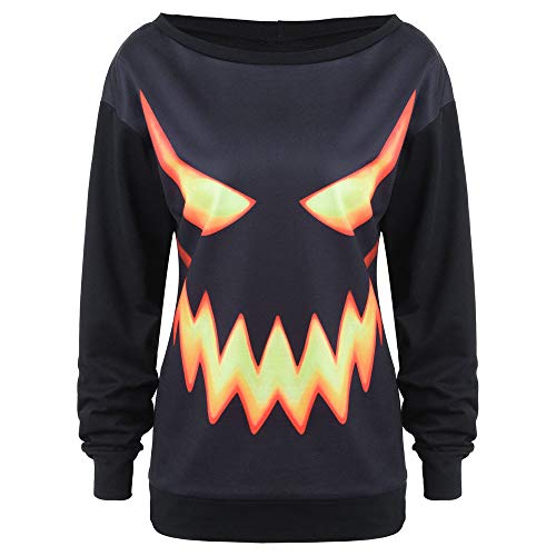 Acheter Innerternet Femmes Halloween Imprimé Citrouille à Manches Longues Sweat-Shirt Pull Tops Blouse Shirt Automne Pullover chez AMAZON.FR