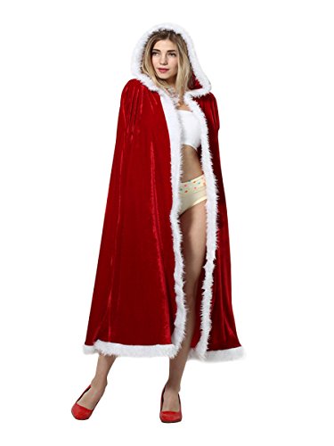 Acheter Yodensity Cape De Noël Avec Capuchon Adulte Femme En Velours Rouge Mère Noël Vêtement Costume De Coaplay Déguisement Pour Fête Noël Carnaval Anniversaire 110cm / 125cm / 140cm chez AMAZON.FR