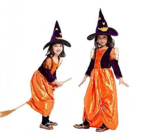 Acheter Taille L - 6-7 ans - Costume - Déguisement - Carnaval - Halloween - Sorcière - Megera - Maga - Purple Orange - Fille chez AMAZON.FR