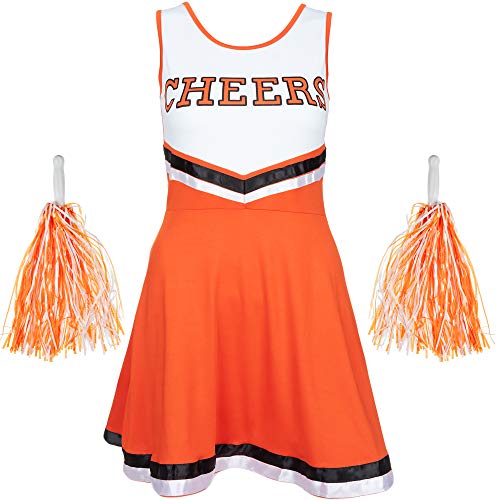 Acheter Femmes Déguisement de Pom-Pom Girl Uniforme avec Pompons Déguisement Halloween Américain High School Musical Sport Disponible en Tailles 6-16 et 6 Couleurs - Orange, S chez AMAZON.FR