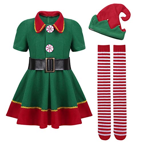 Acheter YiZYiF Enfant Garçon Fille Noël Déguisement Lutin Ensemble Robe Soirée Princesse et Chaussette et Bonnet Noël Cosplay Elfe Costume Clown Tutu Robe Carnaval Vêtement 2-14 Ans Vert 9-10 Ans chez AMAZON.FR