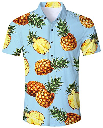 Acheter Goodstoworld Plage Chemise Hommes Manches Courtes Cerf Hawaïen Jungle Animal Déguisement Chemise pour Hawaii Vacances Ananas Bleu L chez AMAZON.FR