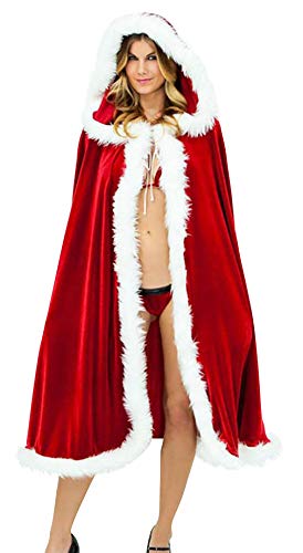 Acheter Lukis Cape Longue Peluche Fourrure Capuchon Noël Mère Femme Dame Costume Déguisement Châle Fête Clubwear chez AMAZON.FR