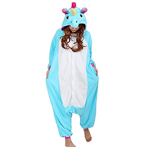 Acheter QUMAO Pyjama Licorne Animaux Adulte Unisexe Aminal Pyjamas Combinaison Ensemble Déguisement Costume Carnaval Cosplay Bleu / Rose / Violet / Etoile / Arc-en-Ciel (Fermeture aléatoire Bouton ou Zip ) chez AMAZON.FR