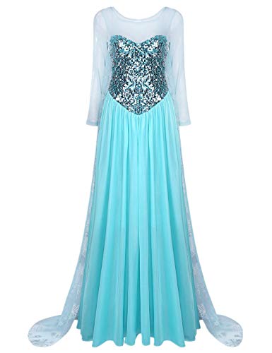 Acheter iiniim Femme Maxi Robe de Soirée Cocktail Paillette Brillant Adulte Déguisements Reine des Neiges Costume Halloween Cosplay Party Robe de Noël Carnaval Jeune Fille S-XXL Bleu 2XL chez AMAZON.FR