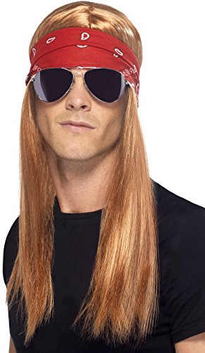 Acheter Smiffys Déguisement Homme, Kit du rocker des années 90, avec perruque brune, bandana et lunettes de soleil, , 22405 chez AMAZON.FR