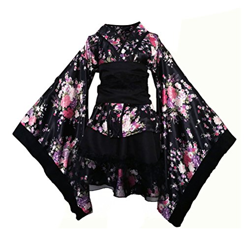 Acheter LUOEM Kimono Traditionnel Japonais Femme pour Cosplay Déguisement de Fête Taille XXXL (noir) chez AMAZON.FR