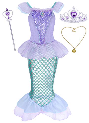 Acheter AmzBarley Filles La Petite Sirène Robe Princesse Ariel Costume Les Enfants Déguisement de Sirène Queue de Poisson Soirée Longue Fête Costumée Cosplay Anniversaire Halloween Carnaval chez AMAZON.FR