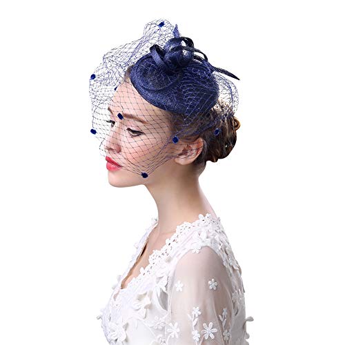 Acheter Chapeau de Mariage Fête Cérémonie Banquet Rétro Bibi avec Voilette Fascinator Petit Chapeau de Soirée Bal Eglise Déguisement Cocktail Elégant Coiffure Nuptial avec Pince à Cheveux Nœuds Papillon chez AMAZON.FR