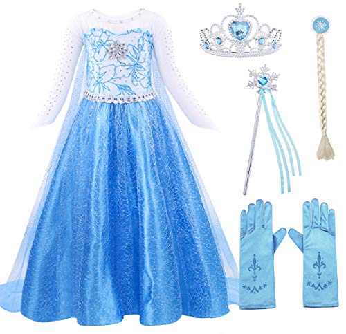 Acheter AmzBarley Filles Reine des Neiges Elsa Costume Princesse Robe Les Enfants Manches Longues Partie Costumée Fête Déguisement Robe de Soirée Anniversaire Halloween Carnaval S'habiller chez AMAZON.FR