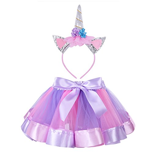 Acheter Agoky Enfant Déguisement Licorne Fille Licorne Bandeau Serre-tête Fleur & Tutu Jupe Tulle Robe Anniversaire Photographie Fête Jupe de Noël 2-6 Ans Lavende & Rose 4-5 Ans chez AMAZON.FR