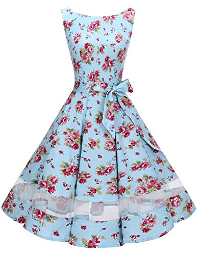 Acheter Bridesmay Robe Vintage Femme Eté Année 40 50 60 Pin-up Robe de Soirée Cocktail Cérémonie Audrey Hepburn Rockabilly Swing sans Manche Small Red Flower L chez AMAZON.FR