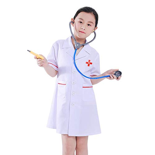 Acheter perfecti Enfants Docteur Costumes Cosplay Déguisement De Docteur Jouet Uniforme De Laboratoire avec Stéthoscope pour Enfants Filles De 3 À 6 Ans, Blanc chez AMAZON.FR