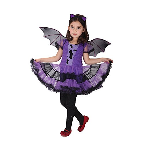 Acheter JT-Amigo Déguisement Vampire Chauve-souris Enfants Fille Costume Halloween Carnaval, 4-5 Ans chez AMAZON.FR