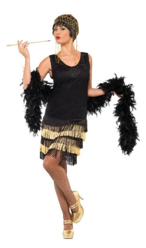 Acheter Smiffys Années 1920 Costume Flapper Frangé, Noir, L chez AMAZON.FR