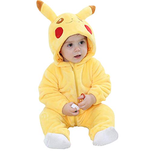 Acheter Enfant Combinaison Bébé Grenouillère avec Capuche Unisexe Pyjama Barboteuses Salopette Rompers One Piece (Pikachu, 90cm) chez AMAZON.FR