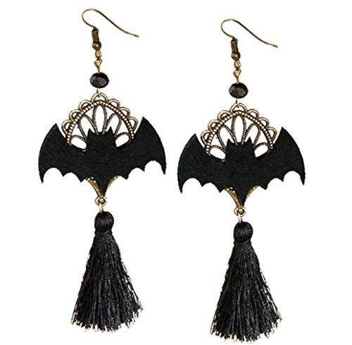 Acheter Lukis Boucles d'oreilles forme Chauve-Souris pendentif frange longue halloween party déguisement bijou pour femme fille (Noir) chez AMAZON.FR