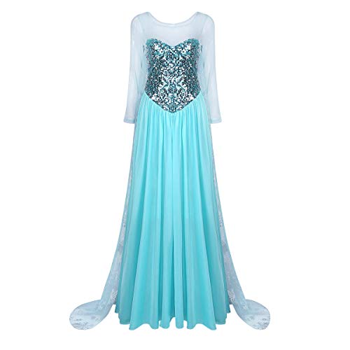 Acheter Alvivi Femmes Déguisement Princesse Fille Manches Longues Robe Reine des Neiges pour Adultes Robe Longue Cosplay Costume de Halloween Soirée Danse Cocktail S-XXL Bleu XX-Large chez AMAZON.FR