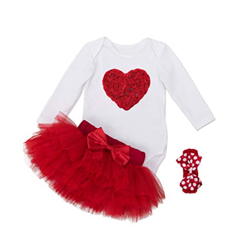 Acheter YuanDiann Bébé Fille 3 Pcs Déguisement Noël Vêtement de Baptême Robe Nouveau Né Habit De Noel Enfant Fete Tenue Ensemble Barboteuse + Tutu Jupe + Bandeaux Vetement Naissance 2# Cœur 0-3 Mois chez AMAZON.FR