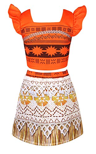 Acheter iiniim Fille Cartoon Princesse Vaïanna Déguisement Robe Mascarade Carnaval Halloween Journée des Enfants Tenues Raves Impression Numérique 1-10 Ans Orange 9-10 Ans chez AMAZON.FR