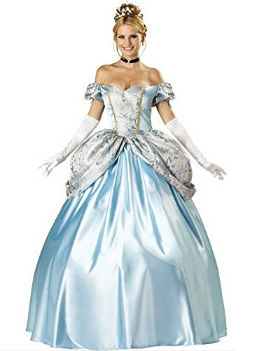 Acheter Déguisement princesse Cendrillon pour femmes 5 pièces - Cendrillon - Bleu clair - Taille L (44/46) chez AMAZON.FR