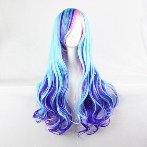 Acheter Photo Pal 70cm Cosplay Perruque Longue Ondulée Cheveux Synthétiques Halloween Soirée Déguisement Lolita chez AMAZON.FR