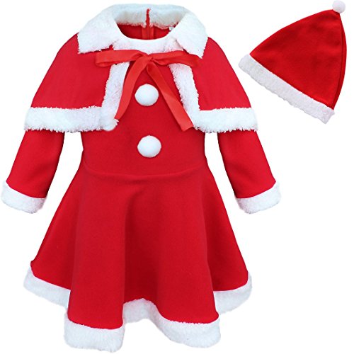 Acheter TiaoBug Bébé Filles Déguisement Costume Noël Robe de Père Noël avec Châle Chapeau Tenues 12 Mois-3 Ans Rouge 2-3 Ans chez AMAZON.FR