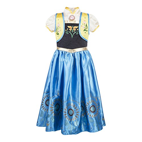 Acheter Katara - Costume de carnaval pour filles/ déguisement d'enfant - la Reine des Neiges/ robe d'été de princesse Anna - robe multicolore à motif floral/ avec un gilet et une camée - 6-7 ans chez AMAZON.FR