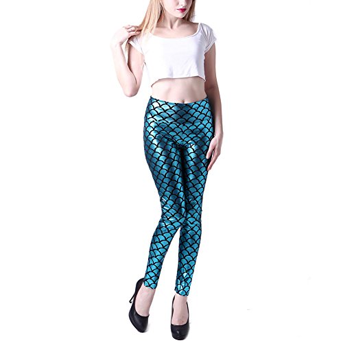 Acheter CHIC-CHIC Leggings Slim Femme Crayon Pantalons Elastique Sirène Déguisement (Bleu) chez AMAZON.FR