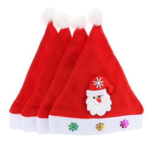 Acheter GEMVIE Lot De 4pcs Chapeau Bonnet Santa LED Lumineux Enfant Bébé Noël Fête Déguisement Père Noël chez AMAZON.FR