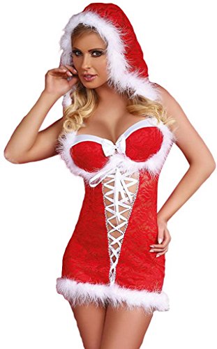 Acheter Y-BOA Bustier Mini Robe Dentelle Déguisement Soirée Noël Mère Lingerie Moulant (Rouge) chez AMAZON.FR