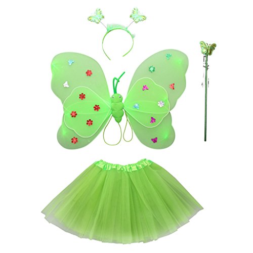 Acheter Gazechimp Ailes de Papillon Bâtonet de Fée Serre-tête et Tutu Jupe Costume Set pour Enfant Fille - Vert chez AMAZON.FR