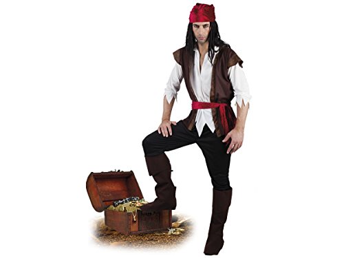 Acheter Déguisement d'homme pirate Adulte T-shirt à l'effet chemise, gilet, bandana, pantacourt, ceinture et des sur-bottes Ce costume est parfait pour incarner un véritable pirate lors de vos soirées déguisées Parfait pour un spectacle carna, choisir:83533 tailles 54-56 chez AMAZON.FR