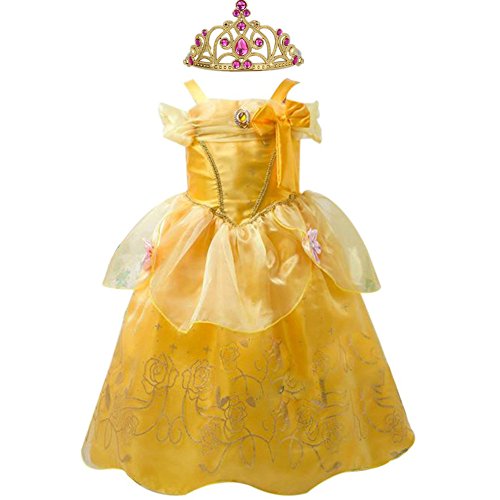 Acheter Frbelle Robe Princesse Déguisement Enfant Fille Robe de Soirée Partie Halloween Carnaval Mignon Costume Anime Cosplay Dress Jupe Cocktail Jaune chez AMAZON.FR