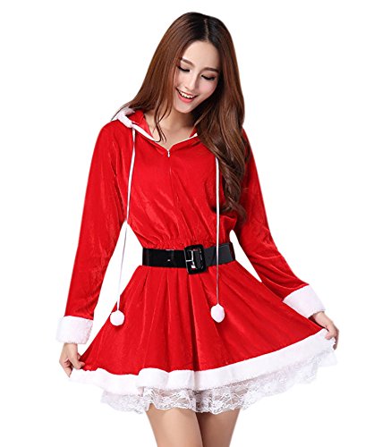 Acheter MissFox Mère Noël Déguisement Manche Longue Xmas Costume Rouge chez AMAZON.FR