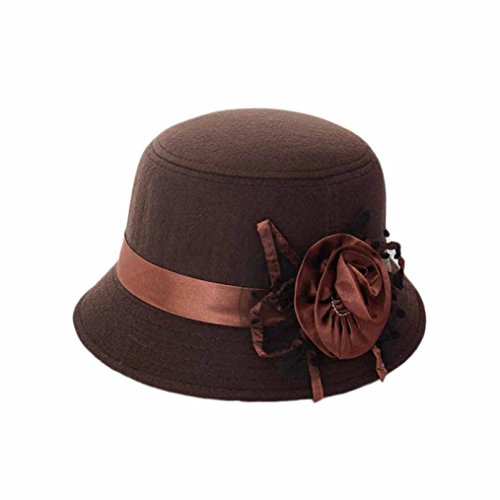 Acheter Bonnet, Kolylong® 2016 Fashion Women Beach Retro Flower Felt Bowler Solid Color Fedora Hat Bowler Caps (Cafe) chez AMAZON.FR