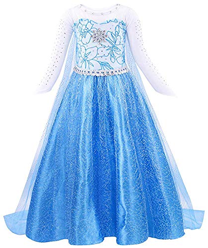 Acheter Tacobear Petites Filles Princesse Elsa Manches Longues Robe Costume (7~8T) chez AMAZON.FR