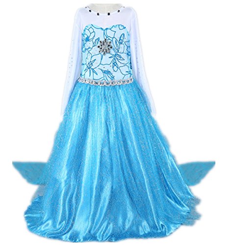 Acheter Fanessy Costume de princesse Elsa bleu pour petite fille robe longue - Carnaval Anniversaire Halloween deguisement Starke chez AMAZON.FR