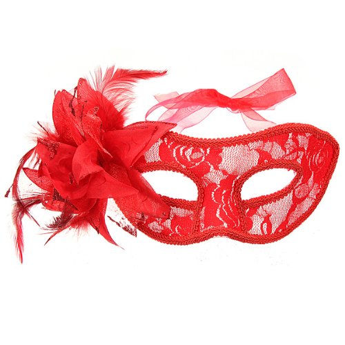 Acheter Masque Vénitien Venise Plume Fleur Dentelle Carnaval Déguisement Sexy LOUP MASK chez AMAZON.FR