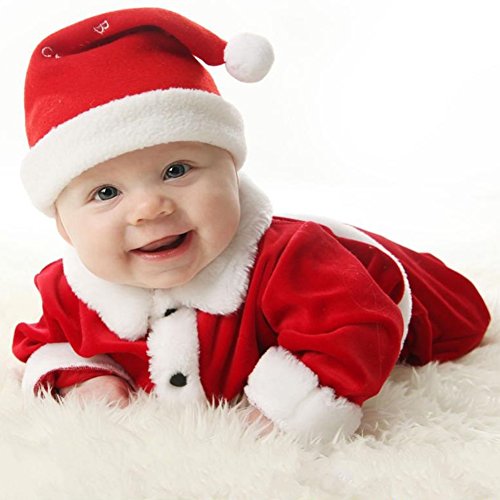 Acheter hibote Noël Pyjama et Bonnet en Polyester Ensemble Combinaison Bordé Grenouillère Déguisement Bébé Enfant Mignon Père de Noël Hiver Rouge Garçon chez AMAZON.FR