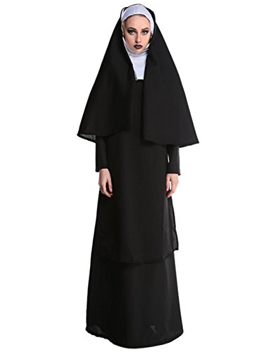 Acheter Ninimour Femme Déguisement Religieuse pour Adulte Costume Nonne Halloween chez AMAZON.FR