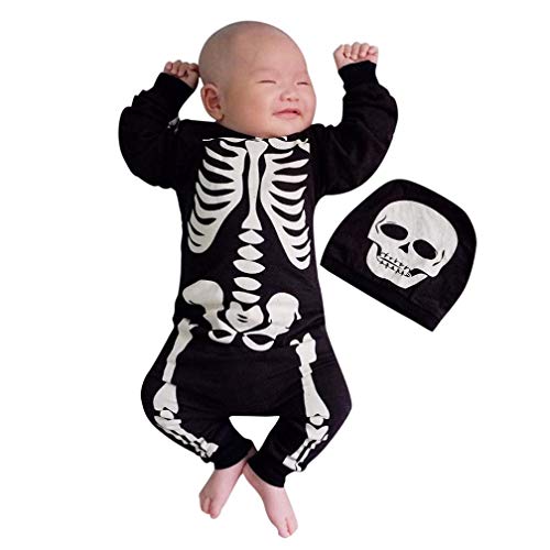 Acheter Oyedens Vêtements Halloween Garçon Fille Grenouillères Pyjama Squelette Bodys Bebe Naissance Hiver Combinaisons Manches Longues Manteau Bébé Fille Garçon et Chapeau Ensemble(Noir,0-6 Mois) chez AMAZON.FR