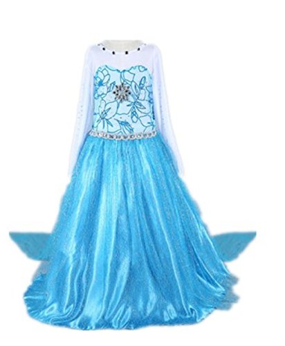 Acheter Fanessy Costume de princesse bleu pour petite fille robe longue - Carnaval Anniversaire Halloween deguisement Starke chez AMAZON.FR