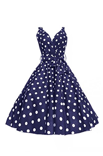 Acheter Femmes Rétro Vinatge Années 1950 Rockabilly Fête Swing Bal De Promo Marilyn Pois Robe Grande Taille - Bleu marine, EU 50 chez AMAZON.FR