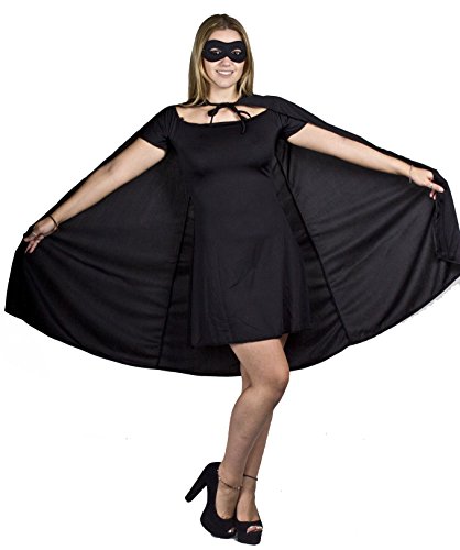 Acheter Déguisement de super héros pour femme avec une magnifique cape noire de qualité de 101cm de long. Ideal pour les enterrements de vie de jeune fille. chez AMAZON.FR