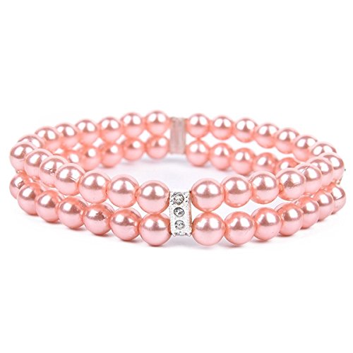 Acheter Jiuyue-pets 2 Rangs Collier pour Animaux Collier de Chien Cat Bijoux avec Perles Strass Charme Rose (Couleur : Rose) chez AMAZON.FR