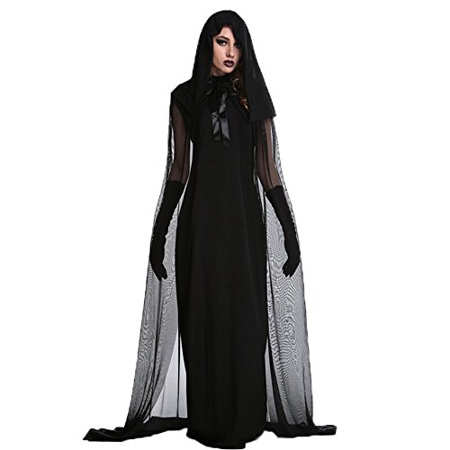 Acheter Costour Costume pour le Carnaval Halloween Toussaint Diabolique Zombie Bride Halloween Vampire Costume Set Noir Costume Déguisement Party chez AMAZON.FR