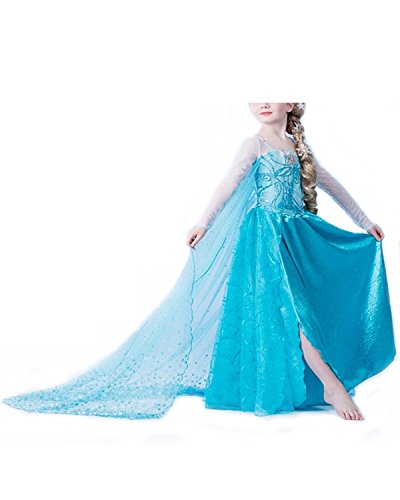 Acheter Yigoo - Costume de Reine des Neiges pour Enfants - Costume Carnaval Anniversaire Halloween-bleu-110 chez AMAZON.FR